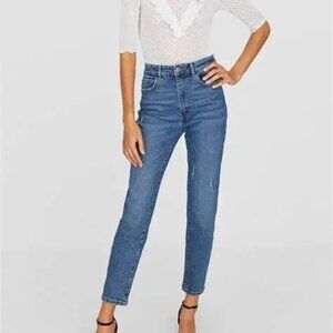 Stradivarius Women's Mom Slim Fit Medium Wash Jeans. Size 32 US 00